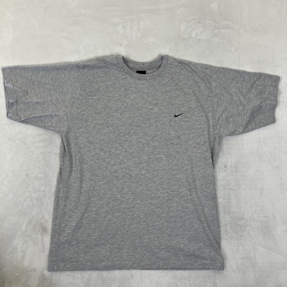 Vintage Nike Gray Blank T-Shirt Size Large Embroidered Swoosh 90s Y2K